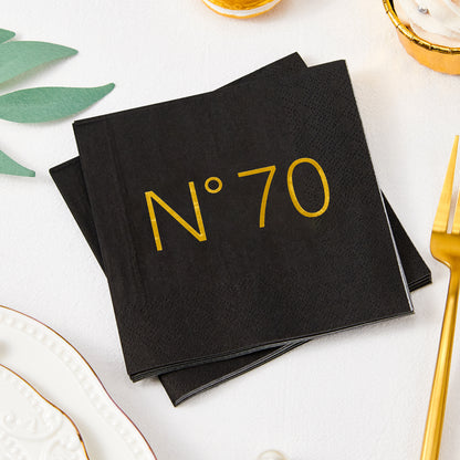 Crisky 50 Pcs Disposable 60th Birthday Napkins Blakc Gold Cocktail Paper Napkins for 60th Birthday Party Decoration, 3-Ply