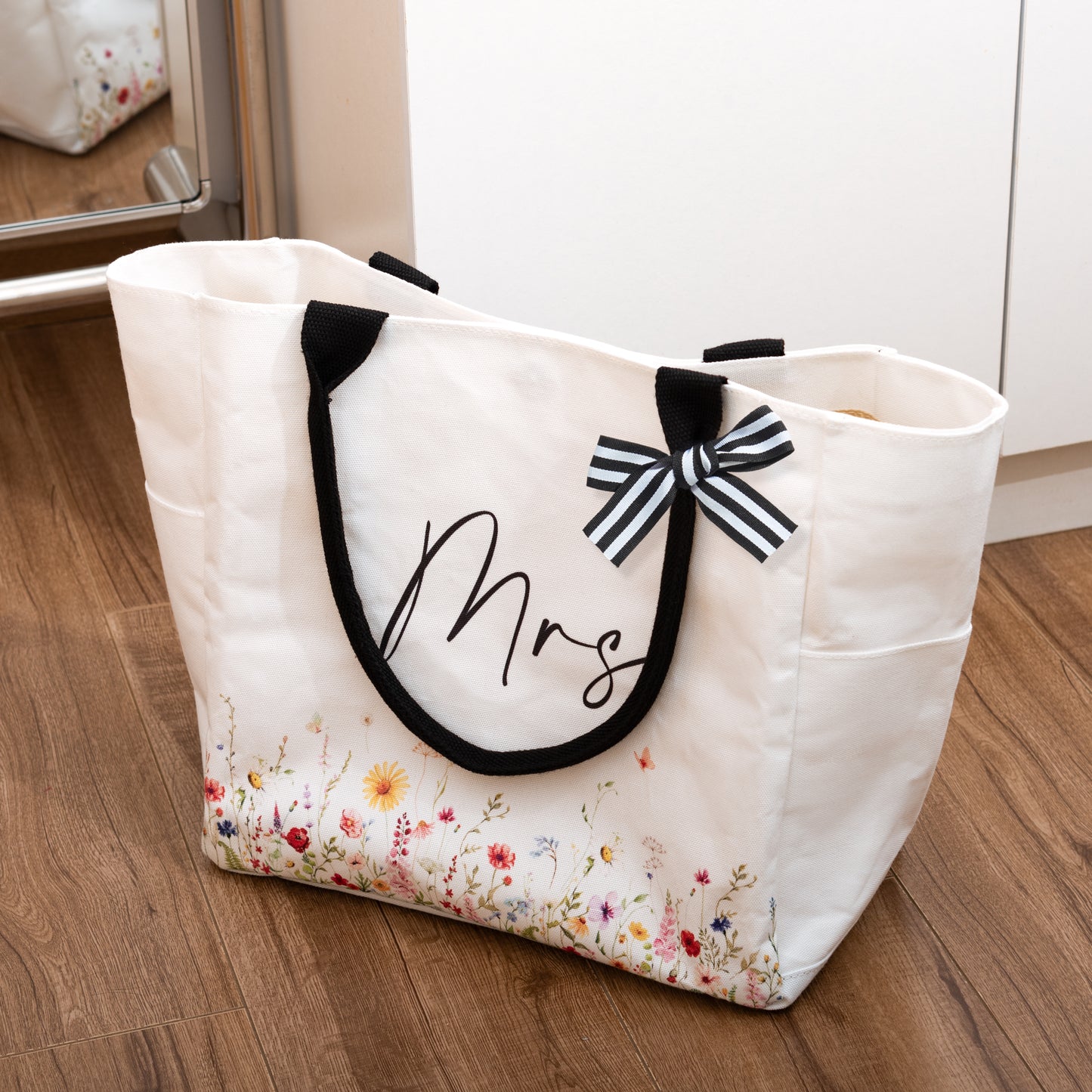 Crisky Mrs Canvas Tote Bag,Bride Bag, Bridal Shower Gifts for Bride, mrs Bag, Wedding Giftts, Engagement Gifts, Future Mrs Gifts, Bachelorette Party 13.8" x 12.4" x 6"
