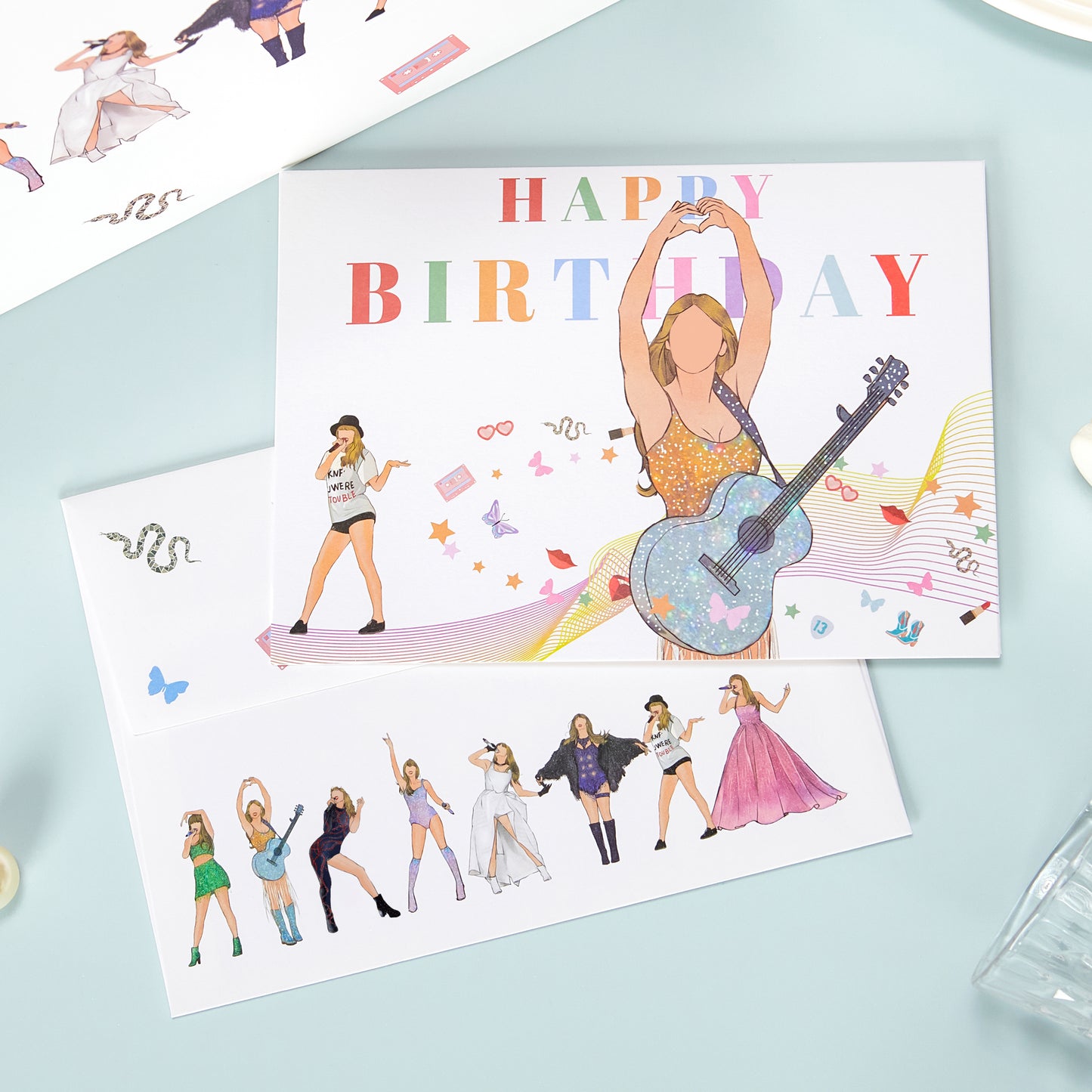 Crisky Large Happy Birthday Gift Bags for Women with Tissue Paper and Card, Music Lovers, Pop Singer Birthday Gift Bag with Handles for Party Decorations Supplies, 13"