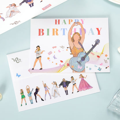 Crisky Large Happy Birthday Gift Bags for Women with Tissue Paper and Card, Music Lovers, Pop Singer Birthday Gift Bag with Handles for Party Decorations Supplies, 13"