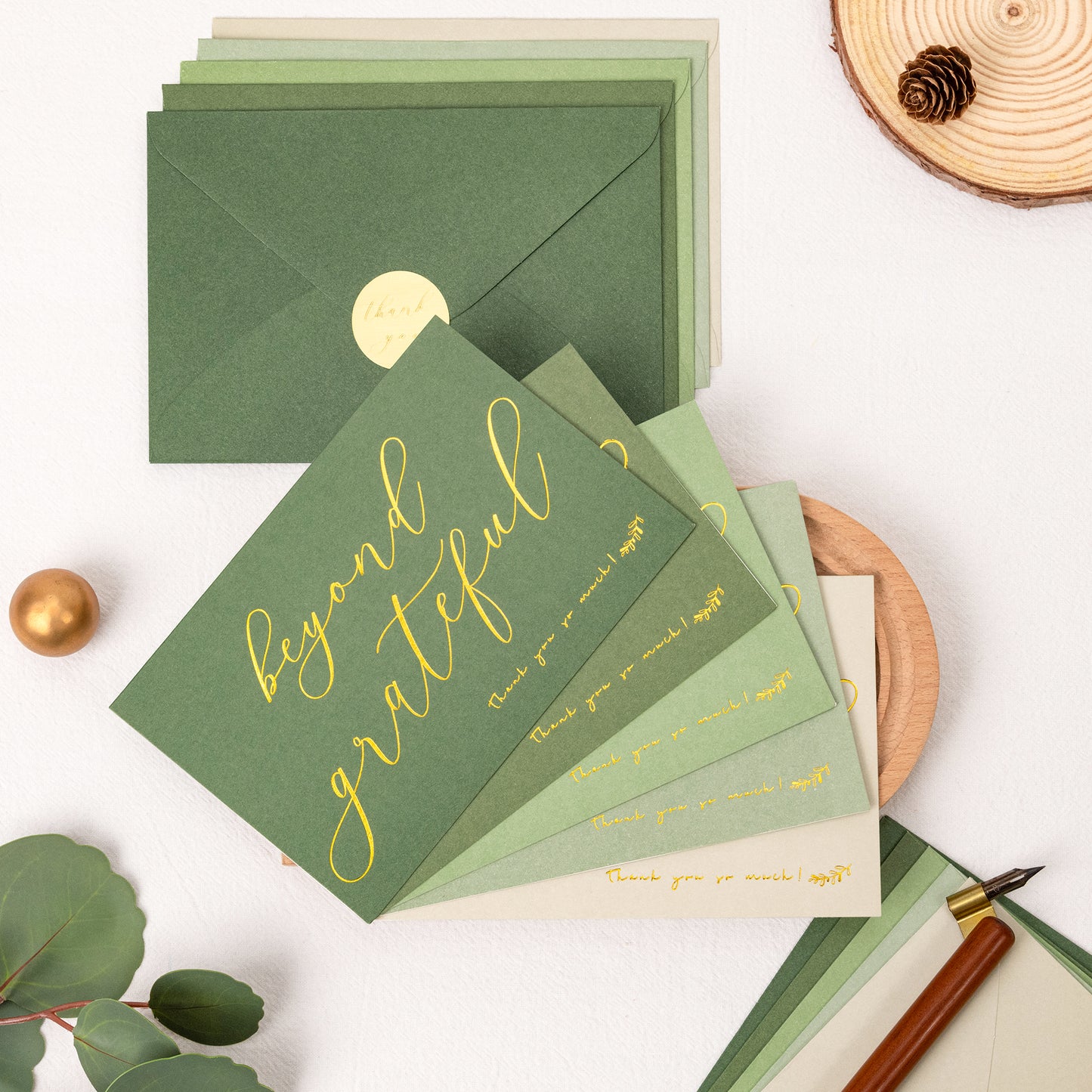 Crisky 50 pcs Sage Green Beyond Grateful Thank You Cards With 50 Envelopes & 50 Stickers Simple, Chic, Elegant Greeting Cards Perfect for: Wedding/Business/Birthday/Graduation. 4 x 6 inches 50 Pack