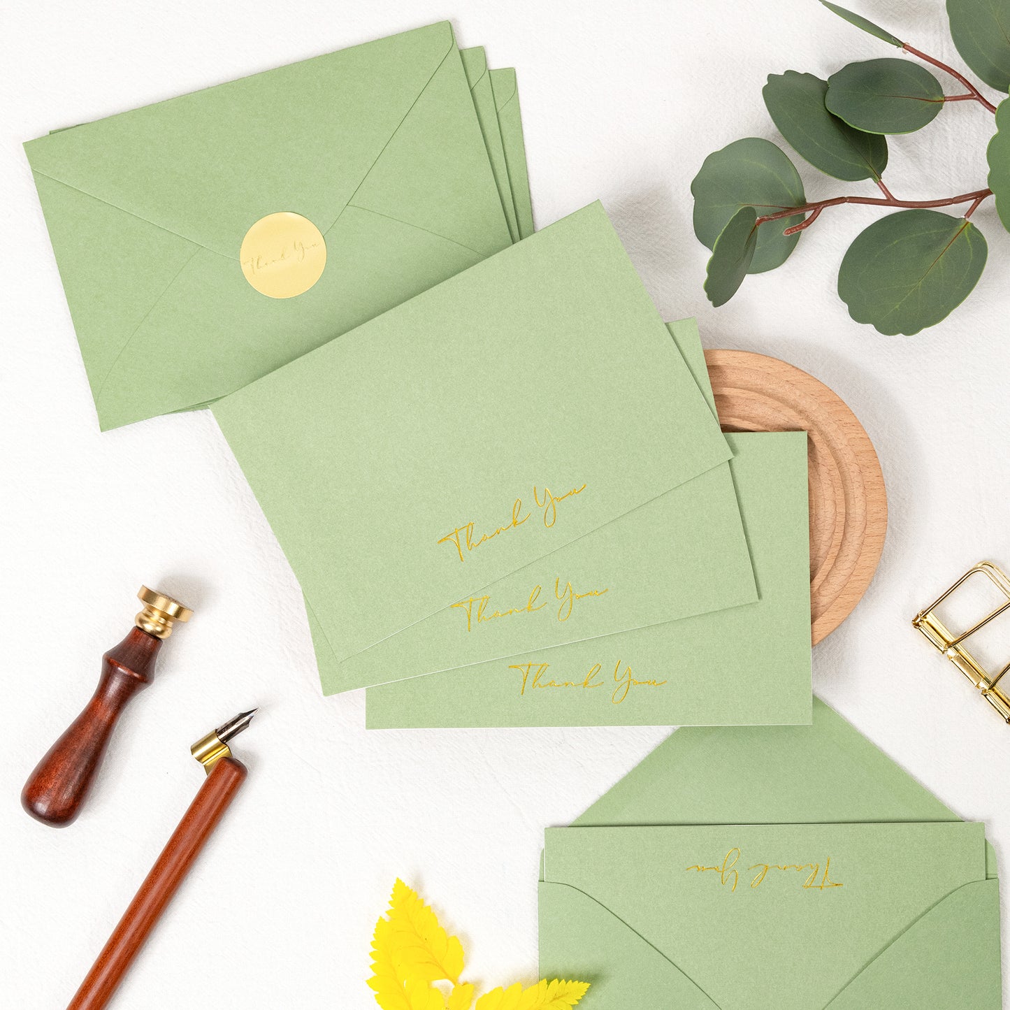Crisky 50 Pack Thank You Greeting Cards With Envelope Sage Green Thank You Cards for Wedding/Bridal Shower/Baby Shower/Business/Graduation
