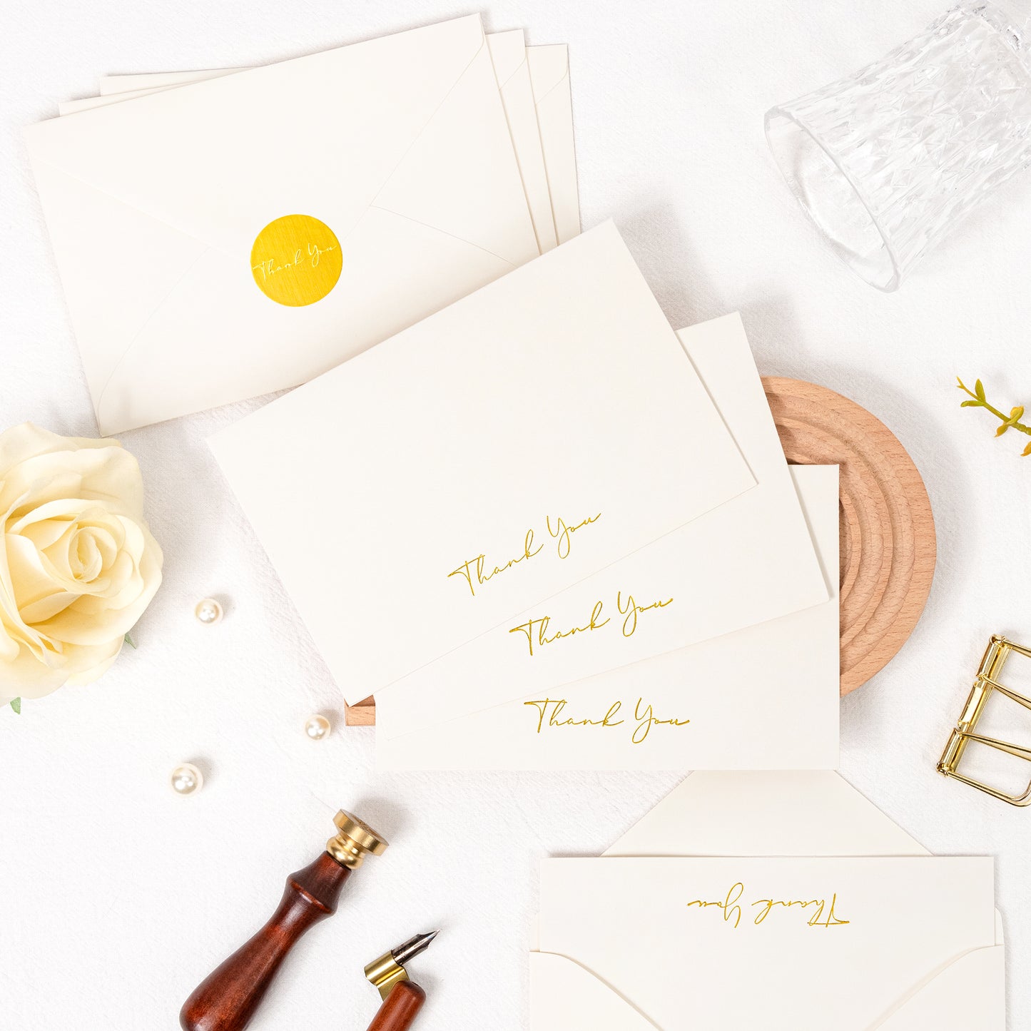 Crisky 50 Pack Thank You Greeting Cards With Envelope Ivory Thank You Cards for Wedding/Bridal Shower/Baby Shower/Business/Graduation