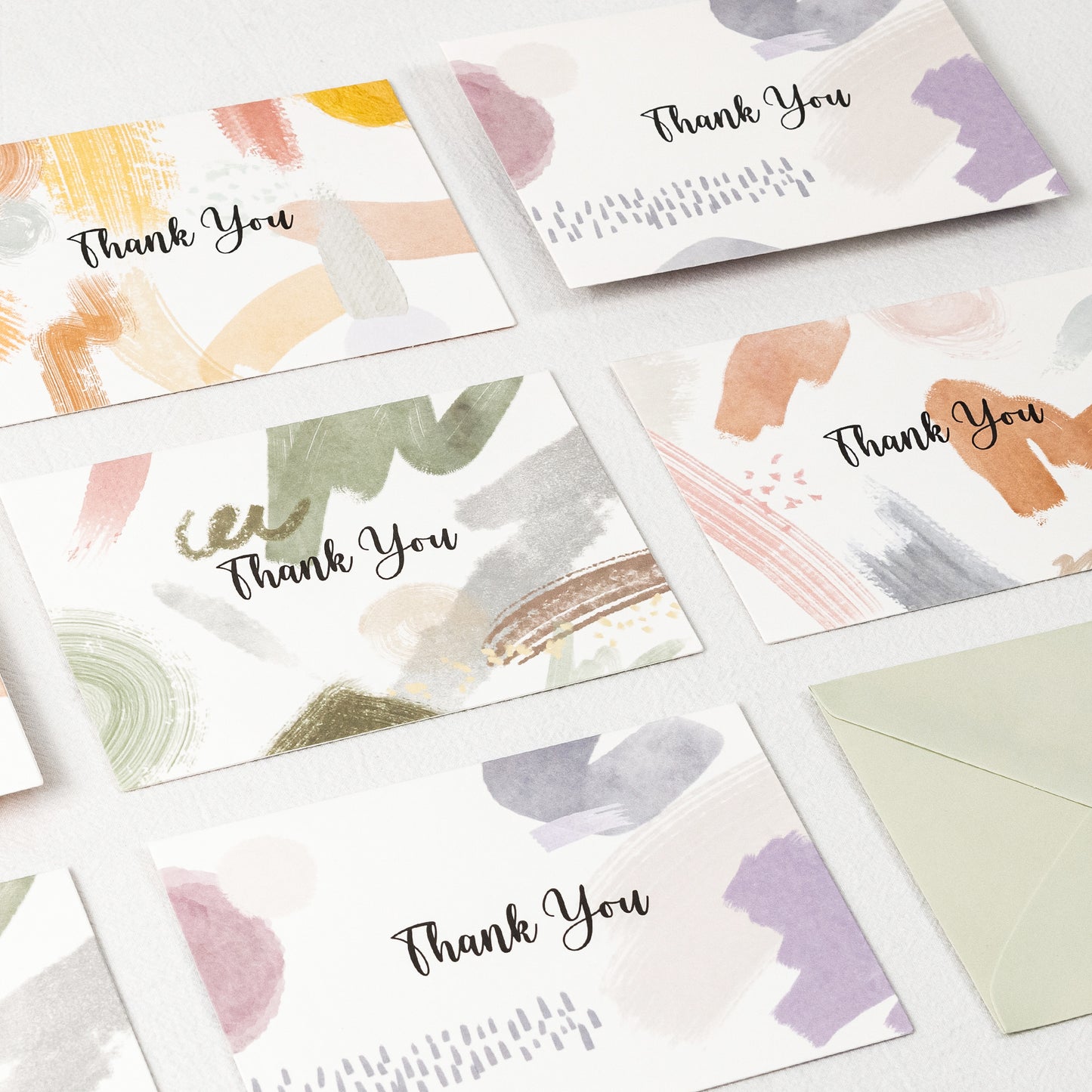 Crisky 50 Pack Morandi Thank You Cards with Envelopes and Stickers Set 4 assorted Greeting Note Cards for Wedding, Baby Shower,Bridal Shower, Graduation, Business