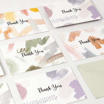 Crisky 50 Pack Morandi Thank You Cards with Envelopes and Stickers Set 4 assorted Greeting Note Cards for Wedding, Baby Shower,Bridal Shower, Graduation, Business