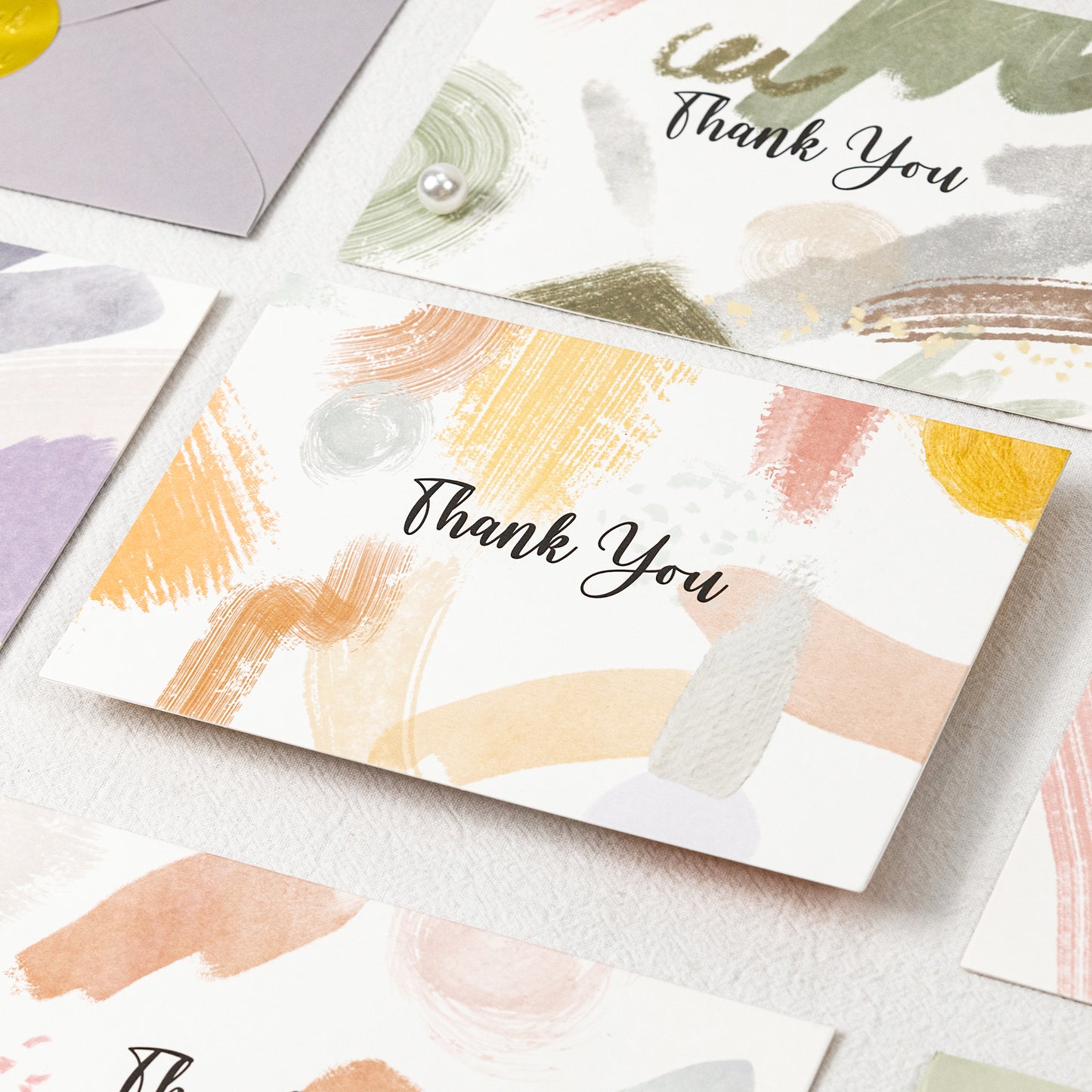 Crisky 50 Pack Morandi Thank You Cards with Envelopes and Stickers Set 4 assorted Greeting Note Cards for Wedding, Baby Shower,Bridal Shower, Graduation, Business