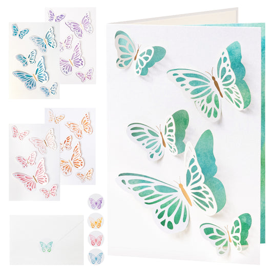 Crisky 25PCS 5 Ast Laser Die-cut Watercolor Butterflies Thank You Cards with Envelopes & Stickers Greeting Cards Bulk for Birthday, Baby Shower,Bridal Shower, Wedding, Graduation