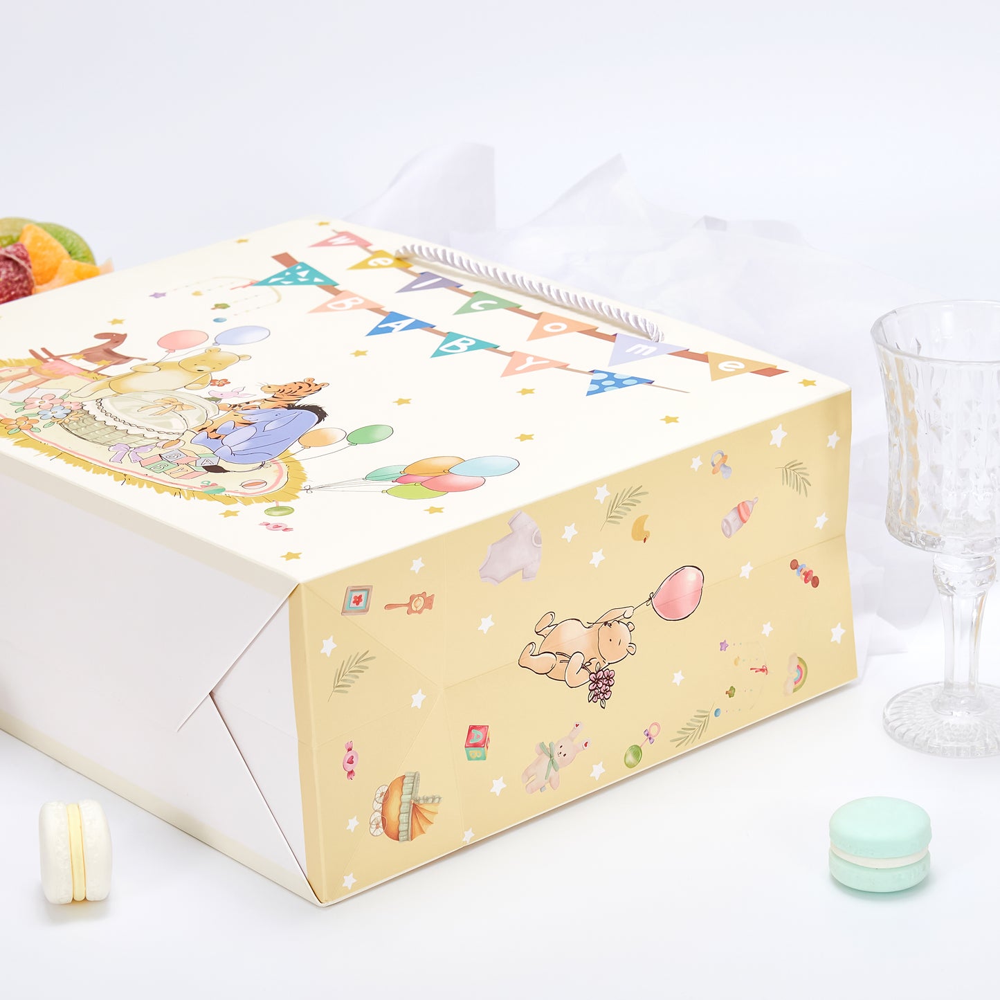 Crisky 13" Large Baby Gift Bag with Tissue Paper and Card for Baby Shower Gender Reveal Parties (Little Bear Animal Design)