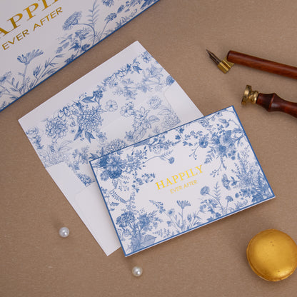 Crisky 13" Large Wedding Gift Bag, Bridal Shower Gift Bag with Greeting Card Tissue Paper Envelopes (Happily Ever After) for Bride, Women, Friends Engagement Party