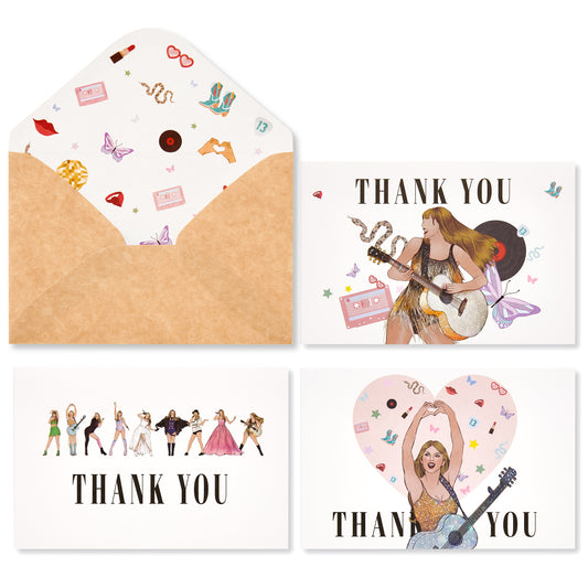 Crisky 50 Pcs Music Notes Thank You card - Music thanks card With Envelopes & Stickers for Wedding, Birthday, Graduation, All Occasion