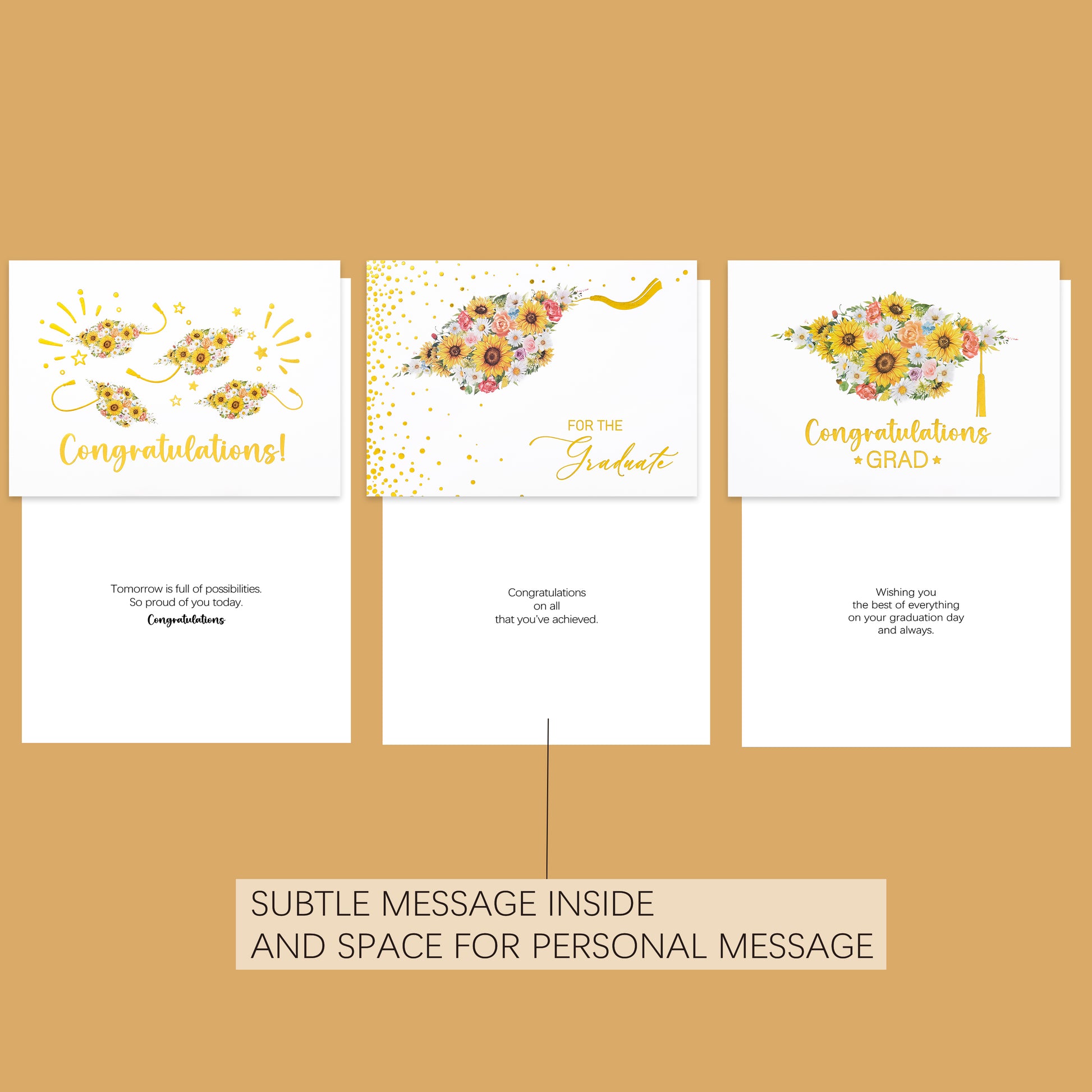 Crisky 12 Pack Happy Graduation Cards, College Graduation Card for Him or Her, 3 Assorted Flowers Grad Card(White and Gold), Congratulations Graduate Crisky 12 Pack Happy Graduation Cards, College Graduation Card for Him or Her, 3 Assorted Flowers Grad Card(White and Gold), Congratulations Graduate