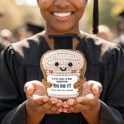 Crisky Handmade Funny Graduation Gifts, Positive Crochet Toast with Little Graduation Card and Grad Caps - You are Totally Amazing - Grad Gifts for College University Masters Degree