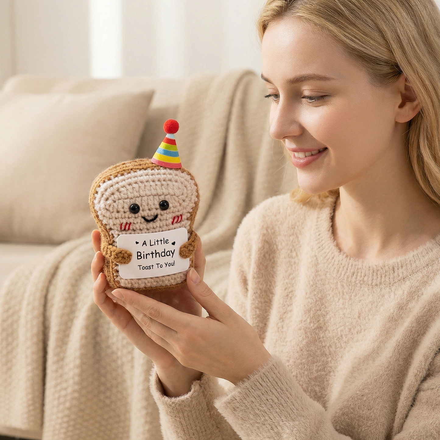 Crisky Crochet Funny Birthday Gifts for Women, Cute Birthday Card for Women Bday Party Decorations, Her, Him, Men, Teen Girls, Teacher, Sister, Mom, Coworker, Male, Female, Unique Desk Decor