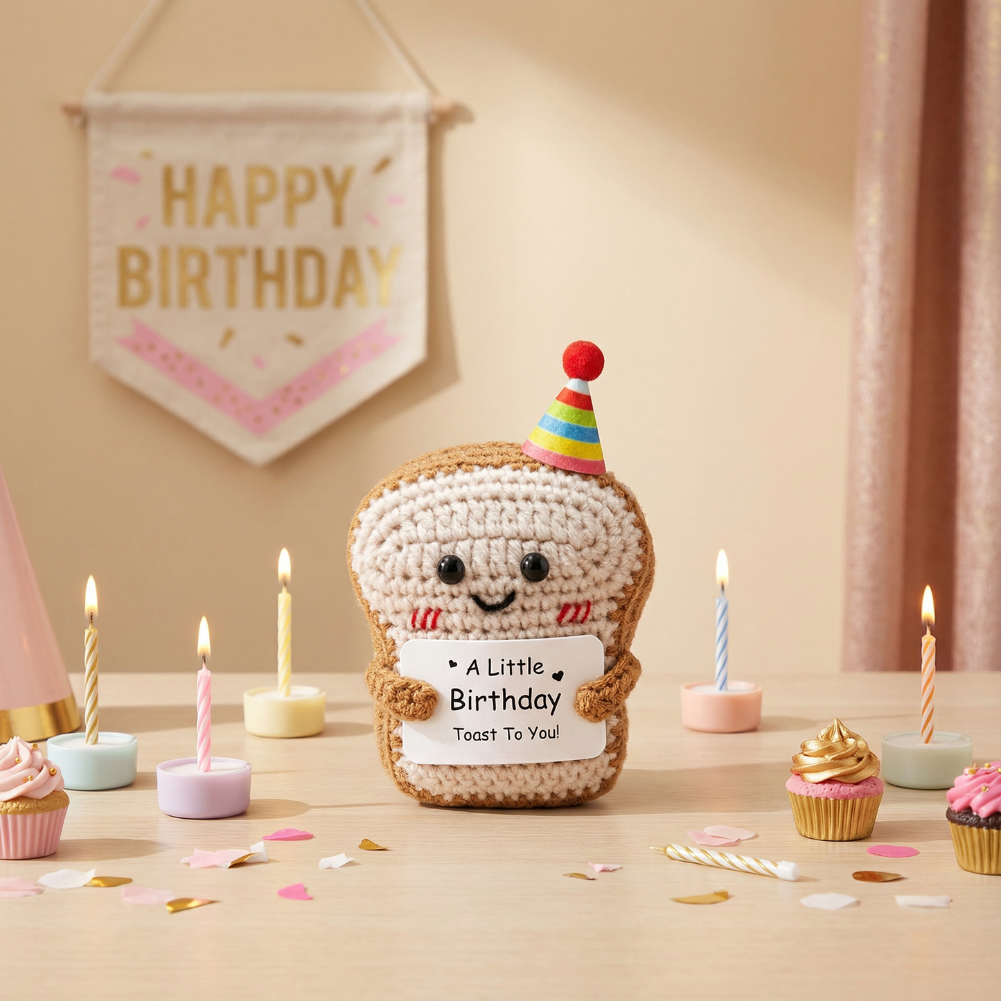Crisky Crochet Funny Birthday Gifts for Women, Cute Birthday Card for Women Bday Party Decorations, Her, Him, Men, Teen Girls, Teacher, Sister, Mom, Coworker, Male, Female, Unique Desk Decor