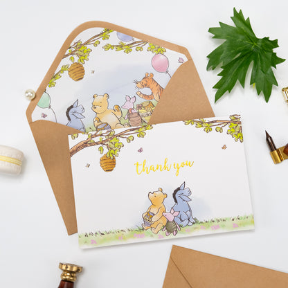 Crisky 50 Pack Winnie the Pooh Thank You Cards Blank Inside with Envelopes and Stickers for Birthdays, Baby Showers, Friendsgiving