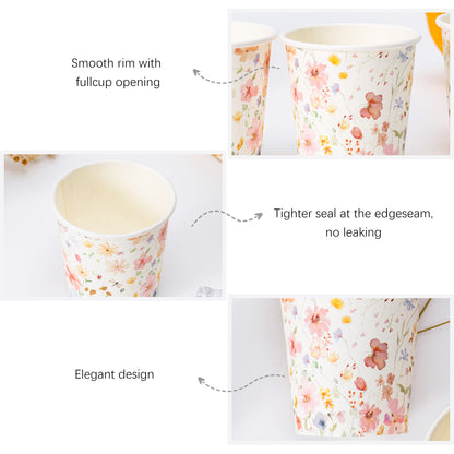 Crisky 150 Pack Paper Bathroom Cups 3oz Disposable Elegant Design Full Floral Small Mouthwash Hot/Cold Beverage Coffee Dessert for Birthday Parties Home-use Picnics Ceremonies