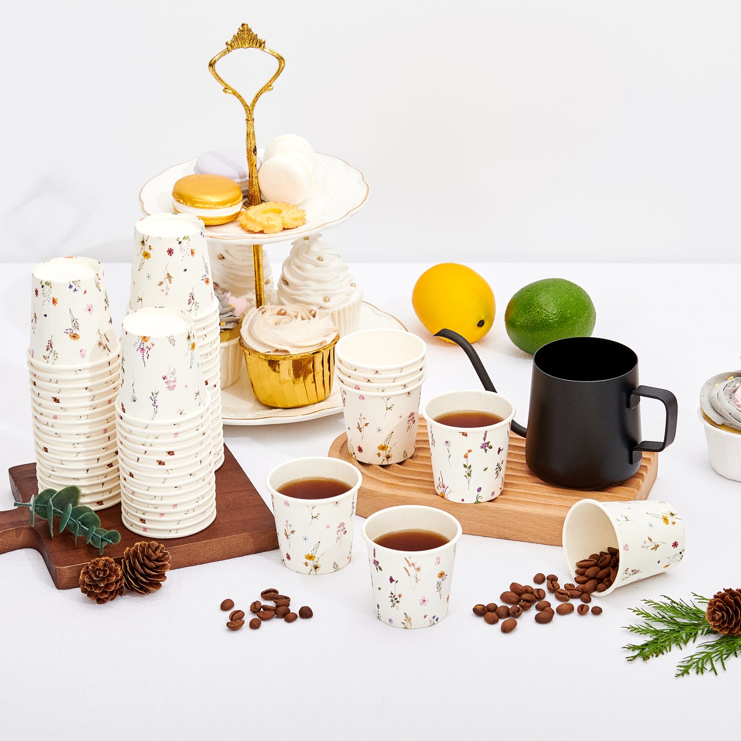 Crisky 300 Pack Paper Bathroom Cups 3oz Disposable, Eleglant Design Floral Small Mouthwash Cups, Hot/Cold Beverage Coffee, Dessert Cups for Birthday Parties, Home-use, Picnics, Ceremonies Any Events