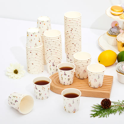 Crisky 300 Pack Paper Bathroom Cups 3oz Disposable, Eleglant Design Floral Small Mouthwash Cups, Hot/Cold Beverage Coffee, Dessert Cups for Birthday Parties, Home-use, Picnics, Ceremonies Any Events