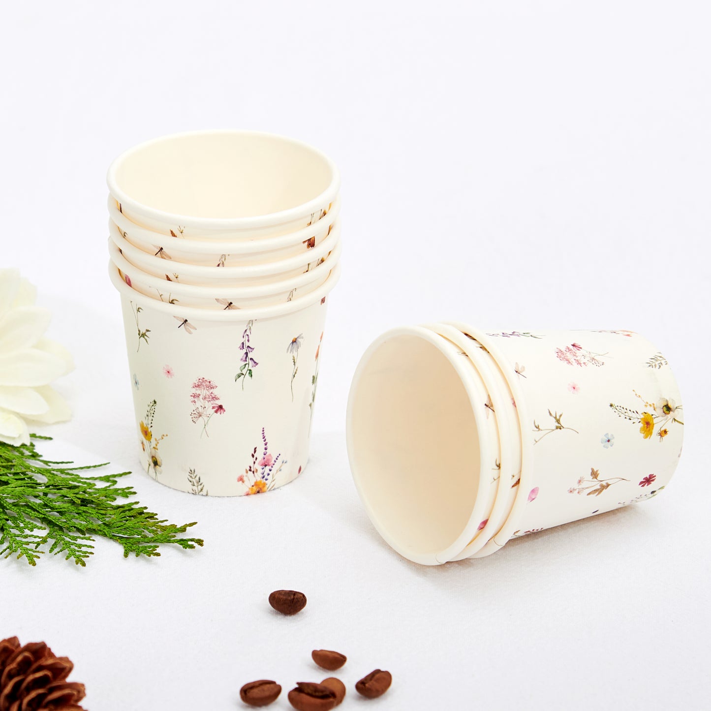 Crisky 300 Pack Paper Bathroom Cups 3oz Disposable, Eleglant Design Floral Small Mouthwash Cups, Hot/Cold Beverage Coffee, Dessert Cups for Birthday Parties, Home-use, Picnics, Ceremonies Any Events