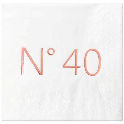 Crisky 50 Pcs N40 Rose Gold Foil Cocktail Happy 40th Birthday Disposable Paper Napkins for 40th Birthday Party Decoration, 3-Ply