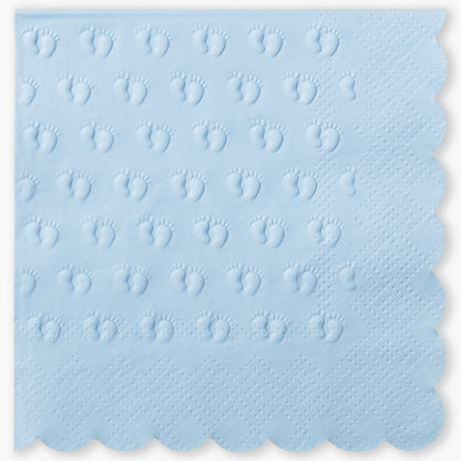 Crisky 3 Ply Baby Shower Napkins for Boy, 50 Pack Embossed Footprints Blue Napkins for Dusty Blue Jean Boy Baby Shower Decorations, Disposable Paper Cocktail Napkin, and Not Easily Torn
