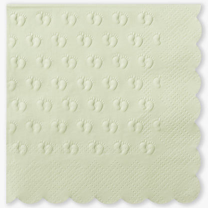 Crisky 3-Ply Baby Shower Napkins for Girl or Boy, 50 Pack Embossed Footprints Napkins for Sage Green Baby Shower Decorations, Gender Reveal Party, Disposable Paper Cocktail Napkin, Not Easily Torn