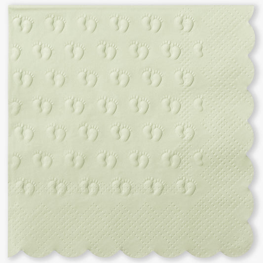 Crisky 3-Ply Baby Shower Napkins for Girl or Boy, 50 Pack Embossed Footprints Napkins for Sage Green Baby Shower Decorations, Gender Reveal Party, Disposable Paper Cocktail Napkin, Not Easily Torn