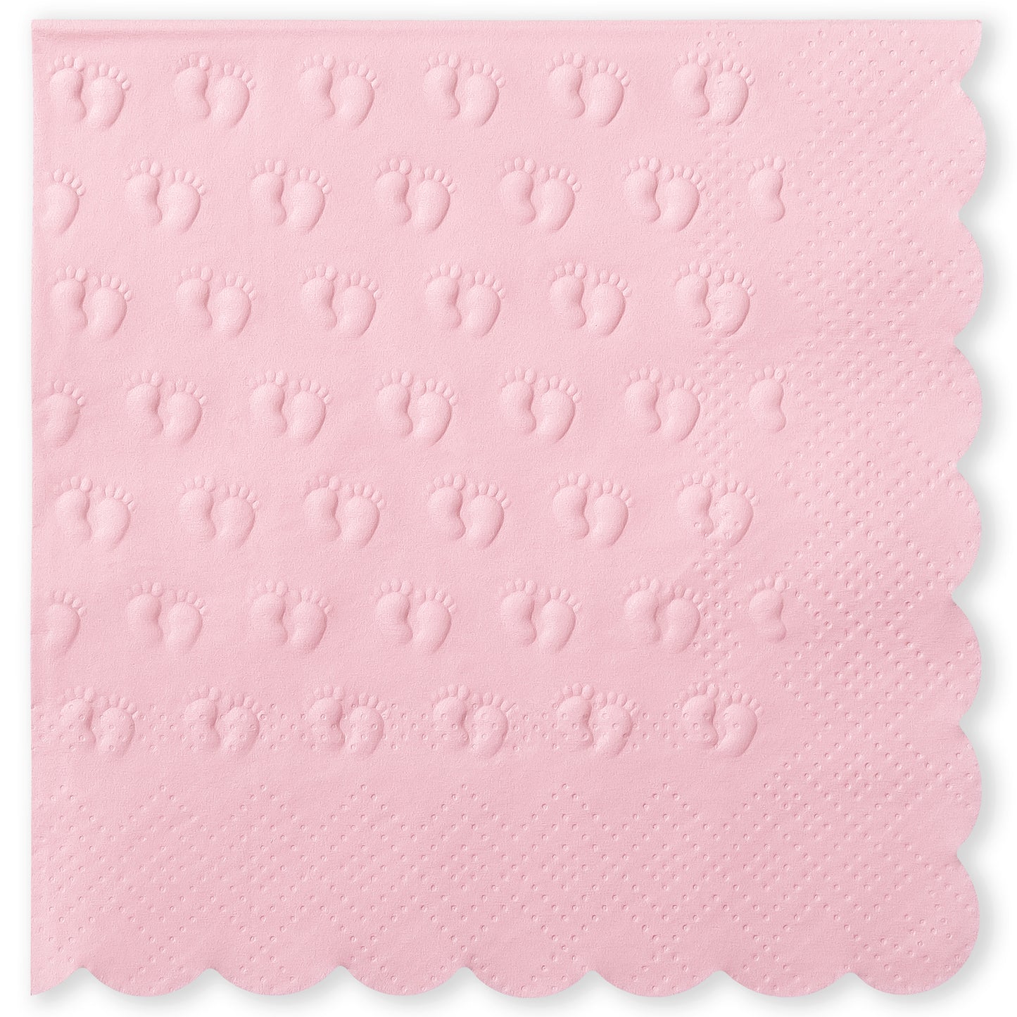 Crisky 3-Ply Baby Shower Napkins for Girl, 50 Pack Embossed Footprints Pink Napkins for Girl Baby Shower Decorations, Disposable Paper Cocktail Napkin, and Not Easily Torn