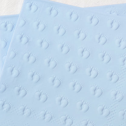 Crisky 3 Ply Baby Shower Napkins for Boy, 50 Pack Embossed Footprints Blue Napkins for Dusty Blue Jean Boy Baby Shower Decorations, Disposable Paper Cocktail Napkin, and Not Easily Torn