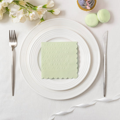 Crisky 3-Ply Baby Shower Napkins for Girl or Boy, 50 Pack Embossed Footprints Napkins for Sage Green Baby Shower Decorations, Gender Reveal Party, Disposable Paper Cocktail Napkin, Not Easily Torn