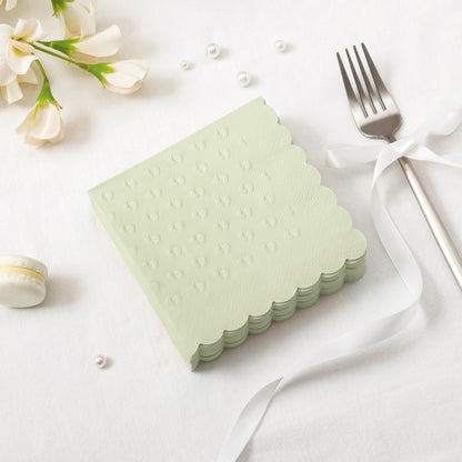 Crisky 3-Ply Baby Shower Napkins for Girl or Boy, 50 Pack Embossed Footprints Napkins for Sage Green Baby Shower Decorations, Gender Reveal Party, Disposable Paper Cocktail Napkin, Not Easily Torn