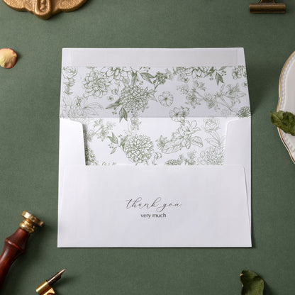 Crisky Green Floral Thank You Cards Gold Foil Greeting Notes Bulk with Envelopes (50 Pack) for Birthday, Baby Shower, Bridal Shower, Wedding, Graduation