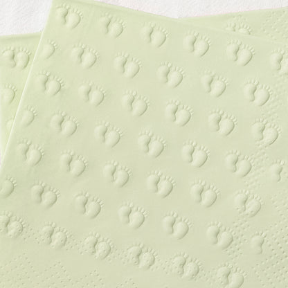 Crisky 3-Ply Baby Shower Napkins for Girl or Boy, 50 Pack Embossed Footprints Napkins for Sage Green Baby Shower Decorations, Gender Reveal Party, Disposable Paper Cocktail Napkin, Not Easily Torn