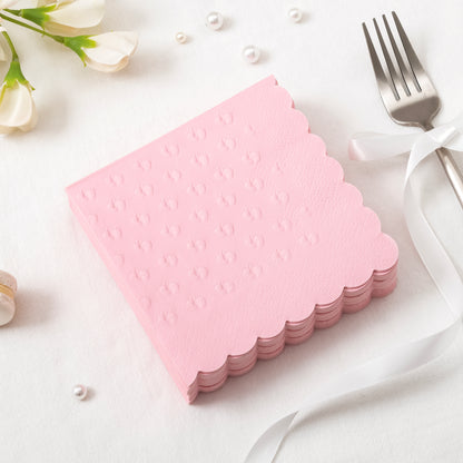 Crisky 3-Ply Baby Shower Napkins for Girl, 50 Pack Embossed Footprints Pink Napkins for Girl Baby Shower Decorations, Disposable Paper Cocktail Napkin, and Not Easily Torn