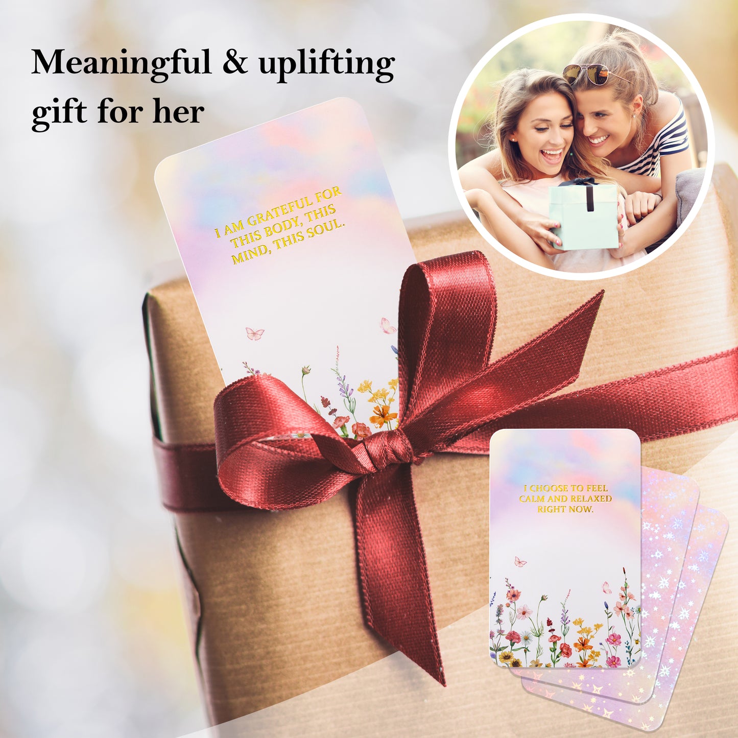 Crisky Positive Affirmation Cards for Women, 50 Pack Daily Affirmations, Encouragement Motivation Cards with Edgy Positive Quotes, Inspirational Gifts for Women, best friends, Girls