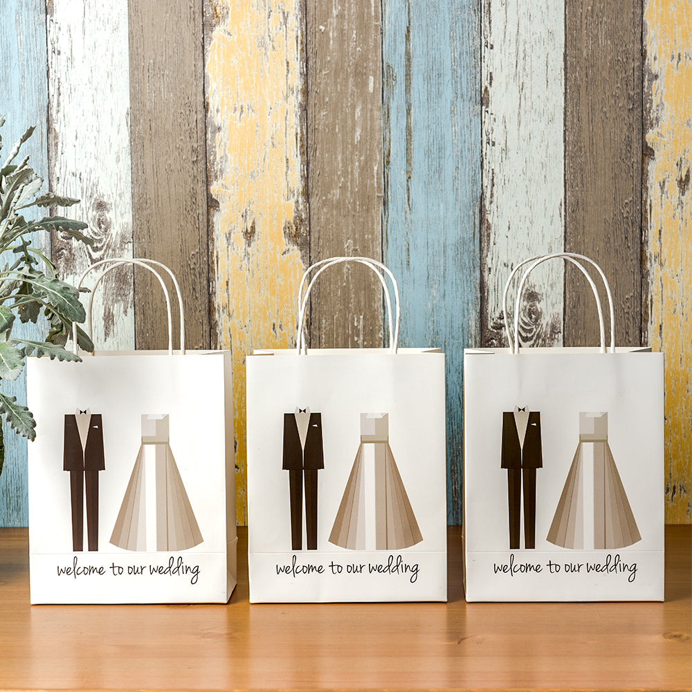 Crisky Welcome to Our Wedding Bags 25 pcs Welcome Wedding Bags for Hotel Guests, 10"X8"X4", Favor Bags