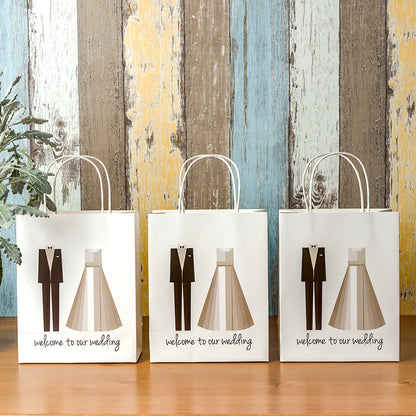 Crisky Welcome to Our Wedding Bags 25 pcs Welcome Wedding Bags for Hotel Guests, 10"X8"X4", Favor Bags