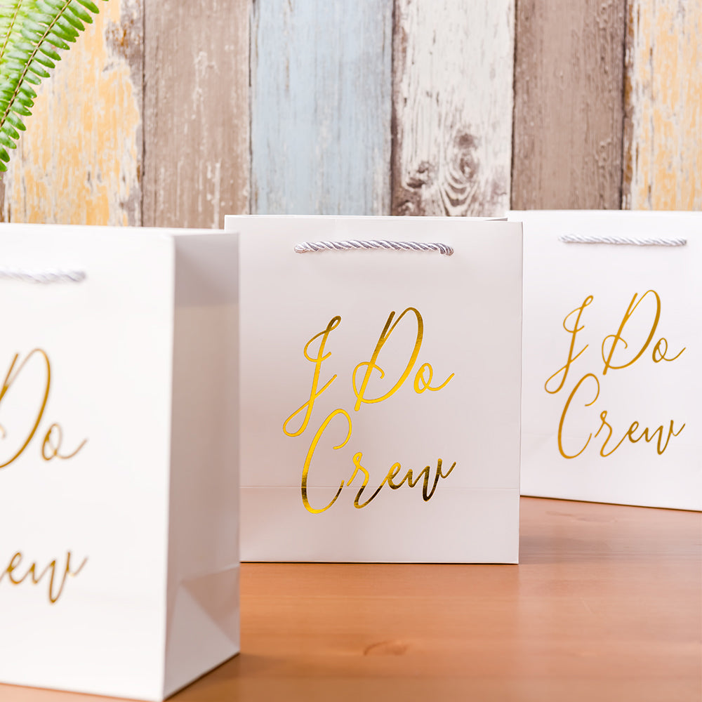Crisky Bridesmaid Gift Bags, Loot Bag, Bachelorette Party Bag, Hen Party Bag, Bridal Shower, Team Bride, Set of 12, 4" x 8" x 9"