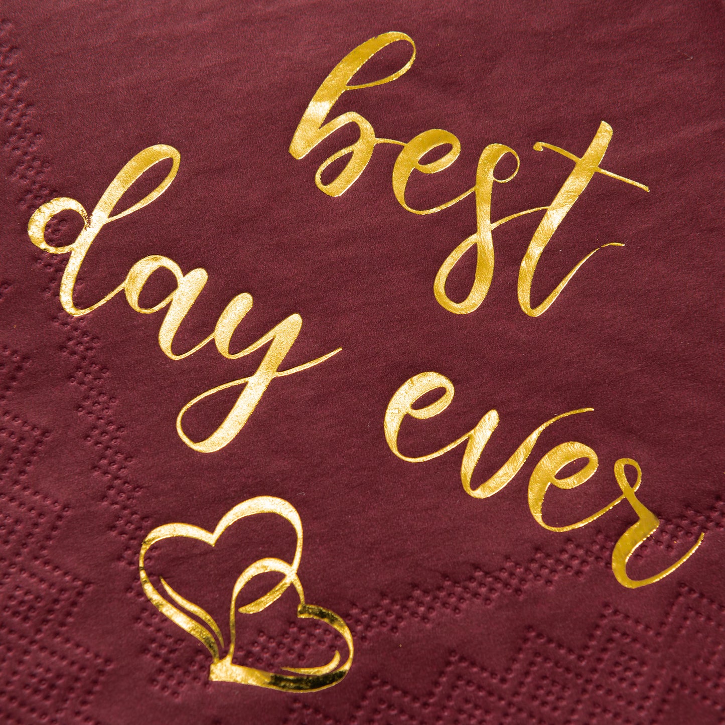 Crisky Wedding Cocktail Napkins Burgundy Gold Best Day Ever Napkins for Wedding Dessert Beverage Table Decorations Wedding Party Supplies 100 Pcs, 3-ply