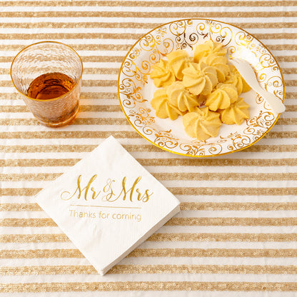 Crisky Wedding Mr and Mrs Gold Plates, Gold Wedding Party Decorations Dessert, Buffet, Cake, Lunch, Dinner Disposable Plates Party Supples, Celebrating for the Best Day Ever! 50 Count, 9" Plate