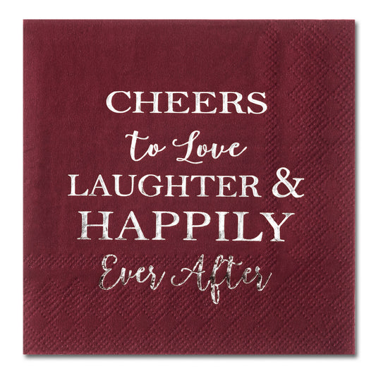 Crisky Burgundy Silver Bridal Shower Napkins Disposable Cocktail Napkins Gold Foil Beverage Desert Cake Napkins Engagement Party Decorations & Wedding Shower, Rehearsal Dinners Napkins [50 pcs, 3-ply]