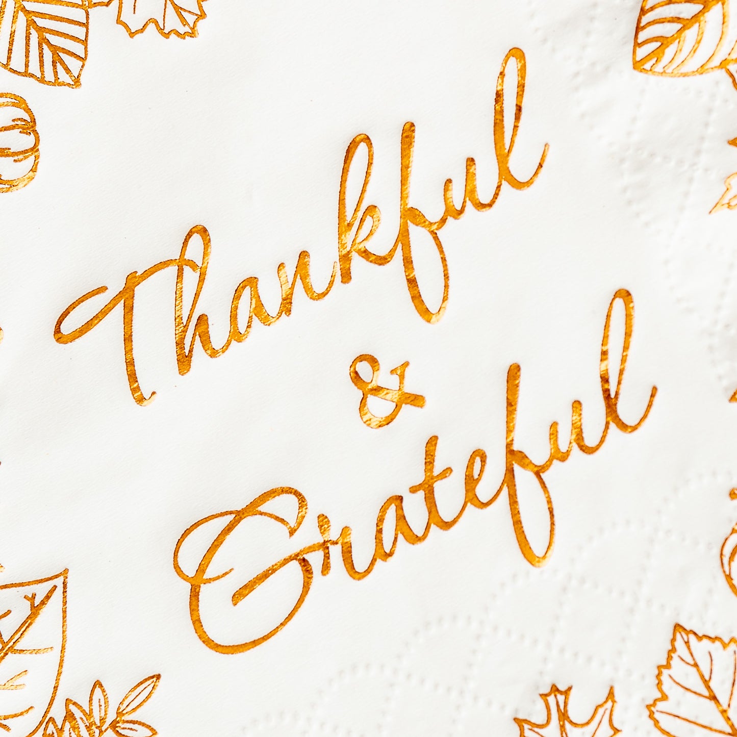 Crisky Thanksgiving Disposable Napkins Paper for Autumn Thanksgiving Dinner Party Decorations, Thankful and Grateful in Orange Foil, 50 Pcs, 3-Ply