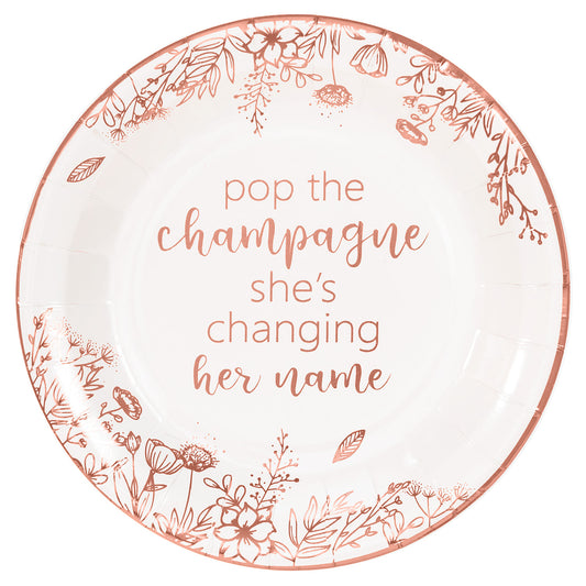 Crisky Bridal Shower Disposable Plates Rose Gold Engagement Bachelorette Party Decorations Dessert, Buffet, Cake, Lunch, Dinner Disposable Plates Miss to Mrs Party Table Supples, 50 Count, 9 inches