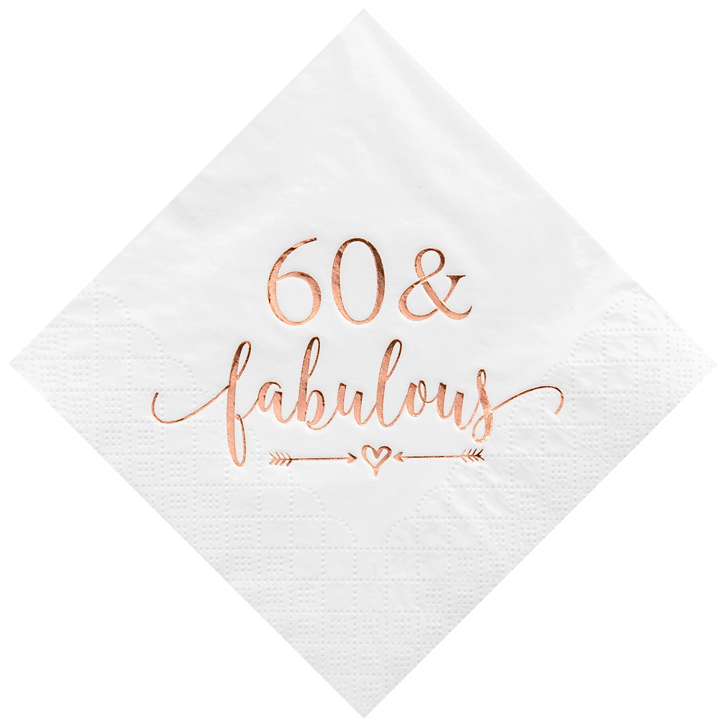 Crisky 60 and Fabulous Cocktail Napkins Rose Gold for Women 60th Birthday Decorations, 60th Birthday Bevergae Dessert Table Supplies, 50Pcs, 3-Ply