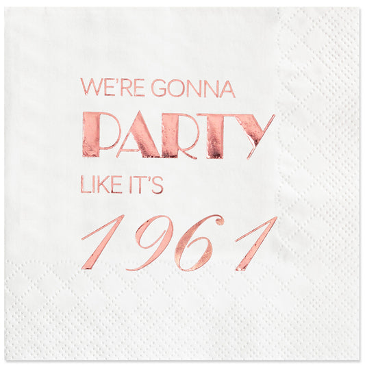 Crisky 60th Birthday Cocktail Napkins Rose Gold for Women 60th Birthday Party Decorations for Cake Dessert Berverage Table, 60th Birthday Party Supplies,50 Pcs Disposable Napkins, 3-Ply