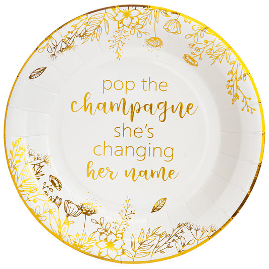 Crisky Bridal Shower Disposable Plates Gold Engagement Bachelorette Party Decorations Dessert, Buffet, Cake, Lunch, Dinner Disposable Plates Miss to Mrs Party Table Supples, 50 Count, 9 inches