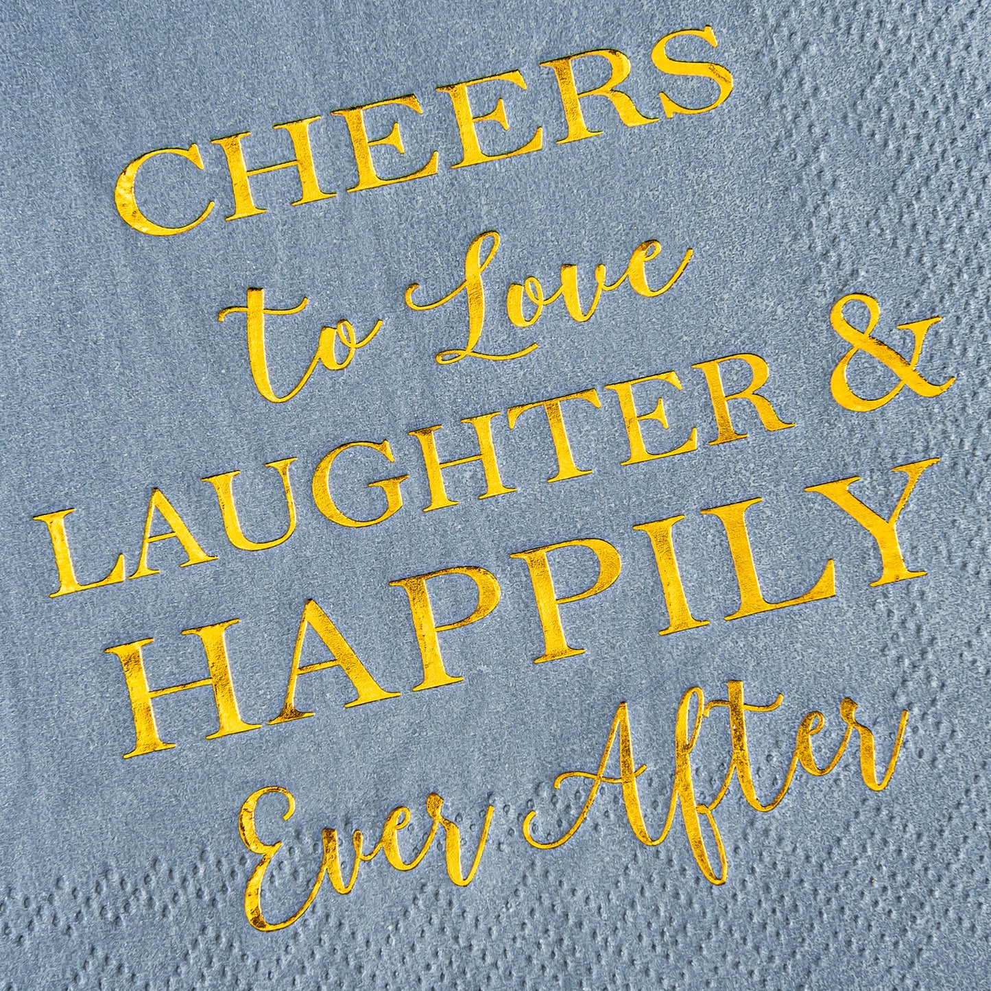 Crisky Dusty Blue Bridal Shower Napkins Disposable Cocktail Napkins Gold Foil Beverage Desert Cake Napkins Engagement Party Decorations & Wedding Shower, Rehearsal Dinners Napkins [50 pcs, 3-ply]