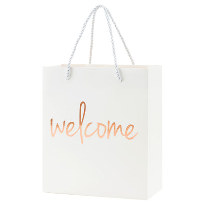 Crisky Welcome Bags Rose Gold Gift Bags for Wedding Hotel Guests, Birthday, Baby Shower, Party Favors Gift Bags, Set of 25